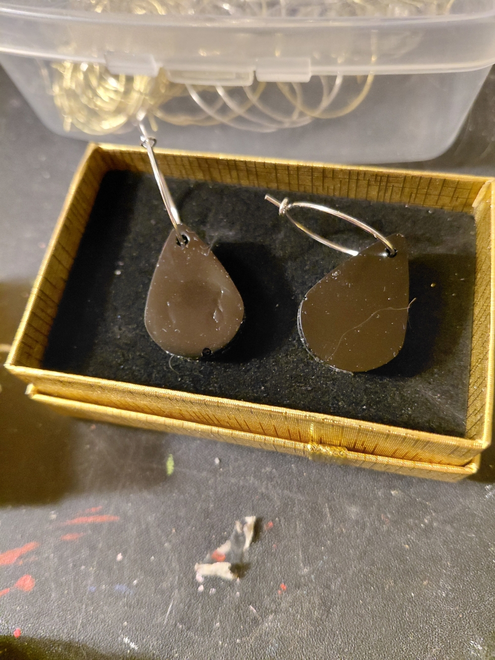 Elegant Black Teardrop Hoop Earrings